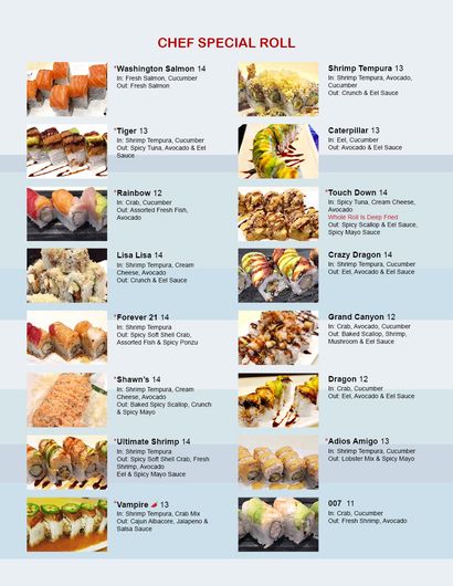 Sushi deals mon menu